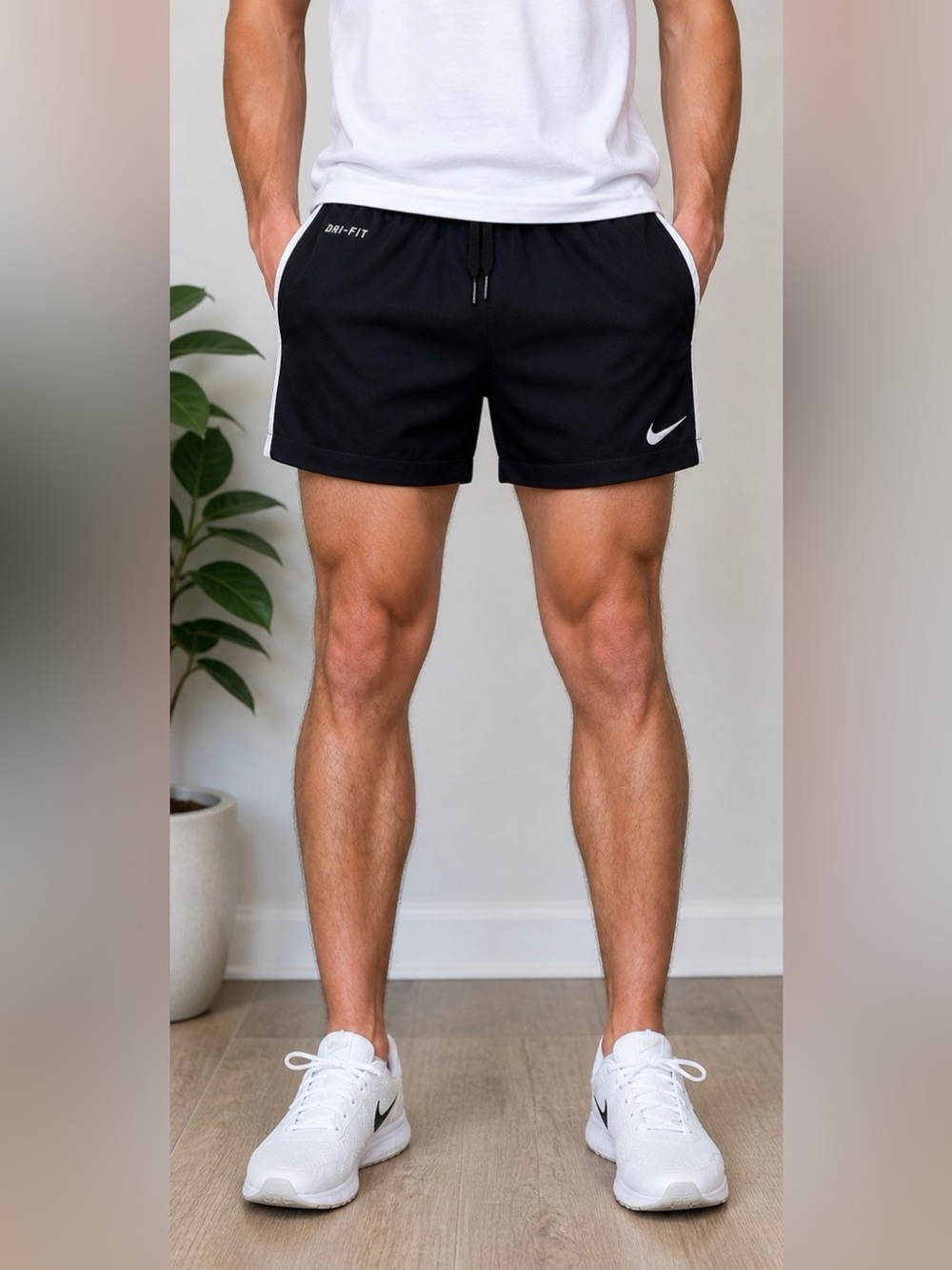 Nike Black Athletic Shorts with White Trim